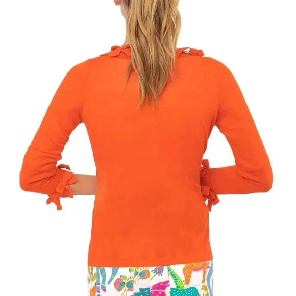 Gretchen Scott Breakfast at Tiffany’s Burnt Orange Bow Cardigan - Picture 3 of 5